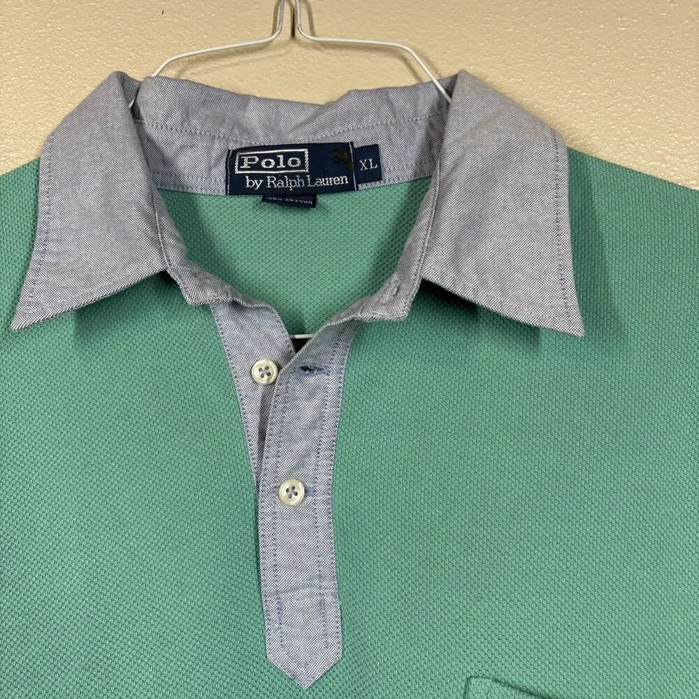 Polo Ralph Lauren Polo Short‎ Sleeve Shirt XL Teal Green Blue  Collar